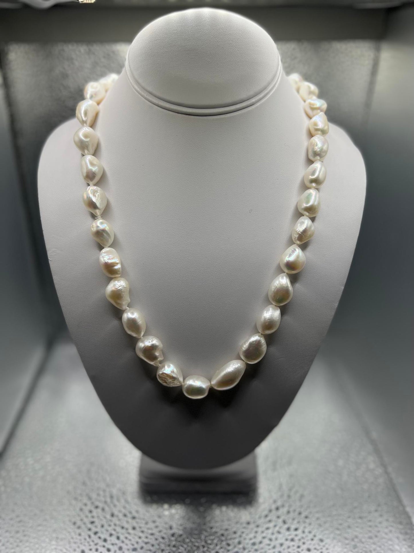 22" 12-13MM White Baroque Pearls