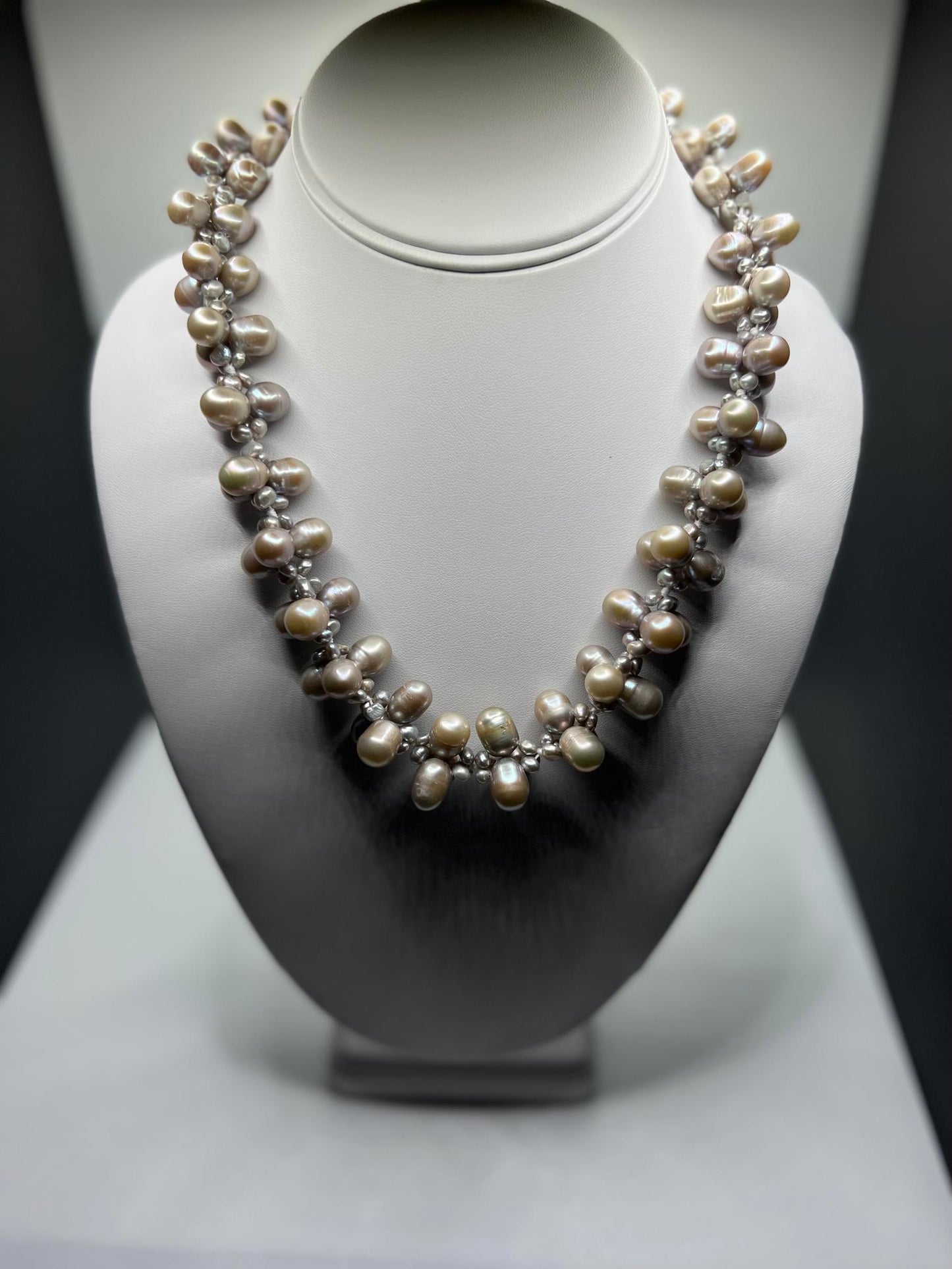 Grey Mixed Rice Pearl and Baroque Pearl Necklace